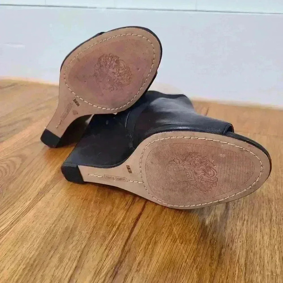 Vince Camuto Black Leather Wedge Open Toe Bootie Shoes Size 8.5 - Picture 8 of 11